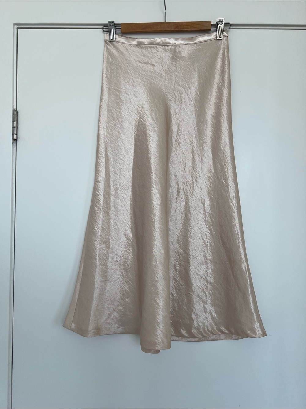 Champagne Silky A-Line Midi Skirt Classic Neutral - Small
